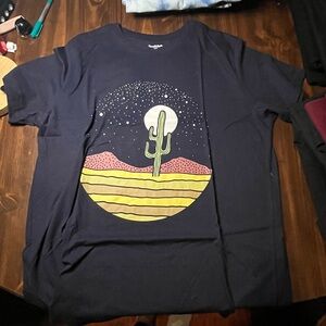 Navy Graphic T-Shirt with Cactus Design